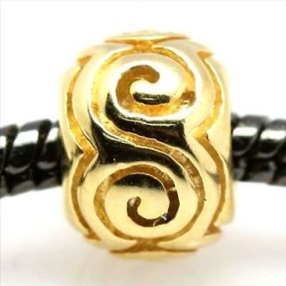 D387A2 10K Gold Filled Spiral pattern European Silver Bead Charm Fit