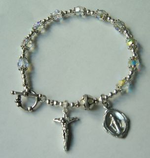 Sterling silver Crystal AB rosary bracelet