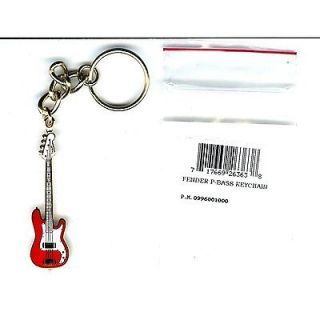 Harmony Jewelry Fender Bass Guitar Keychain   Gold and White