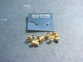 Rolled Gold Pierced Sleeper 2mm Stud 3mm Crystal Earrings Set 18ct