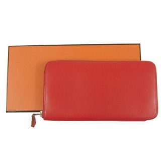 Auth HERMES Rouge Casaque Long Wallet Purse Leather Red France Vintage