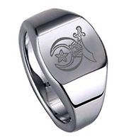 Shrine Laser Etched Tungsten Steel Ring, Style 160, Size 13.5