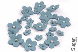100 NAVY BLUE edible sugar flowers cake/cupcake topper decorations