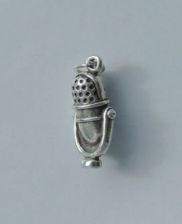 OLD STYLE MICROPHONE 3D CHARMS CHARM 925 STERLING SILVER