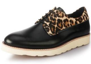 US5 10 leopard print leather oxford mens shoes lace up causal boots
