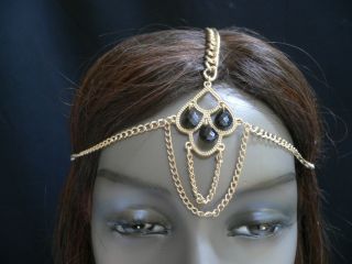NEW WOMEN GOLD METAL MOROCCAN HEAD CHAIN BEADS GRECIAN CIRCLET FASHION