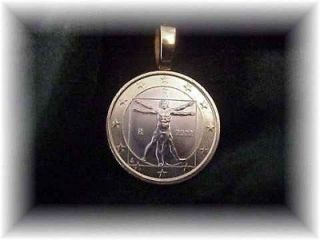 COIN JEWELRY~DIVINC IS VITRUVIAN MAN PENDANT~UNCIRC ULATED ITALY