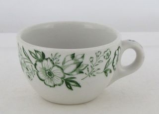 Sterling Vitrified China Coffee Cup with Green Flower Decoration, 1973