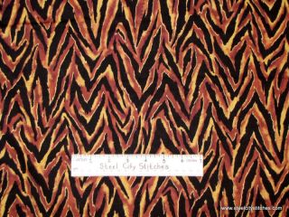 Animal Print Tiger Stripe Gold Accent Cotton Fabric Yd