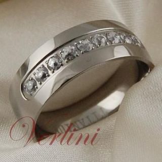 Titanium Infinity Ring Simulated White Diamond Wedding Band Size 6 13