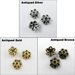 600Pcs Tibetan Silver,Gold,Br onze Crafted End Bead Caps 6mm P802