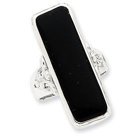 925 Sterling Silver 31.95mm Antique Finished Rectangle Black Onyx