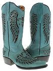Womens ladies cowboy boots turquoise leather sequins western riding