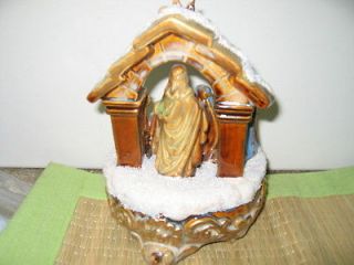 Nativity Music Box Sparkle Snow Gold Accents Plays Xmas Carol