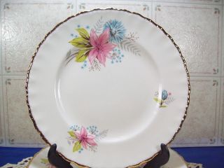 Lot of 4   Vintage Grindley Dinner Plates Cream Petal floral Lilies 10