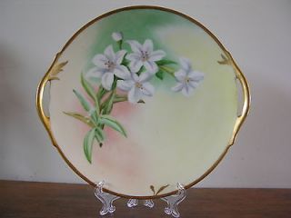 Limoges France Pickard Hand Painted Floral Cake Plate Signed Gold