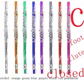 closed C FOOT flute orange/green/b lue/red/black/ white/pink/pur ple