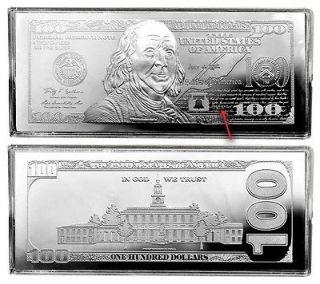 Silver Bullion Note   2013 $100 Franklin 4 oz. 999 Fine Silver