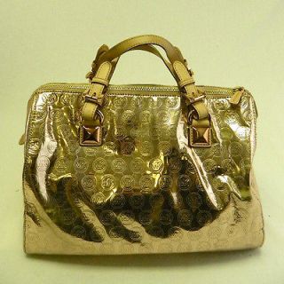 Michael Kors AUTH Monogram Rose Gold Large Mirror Grayson Handbag