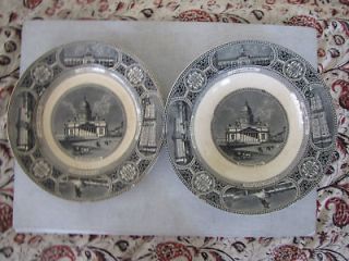 TWO ANTIQUE RUSSIAN ENGLISH PORCELAIN PLATES VIEWS OF ST.PETERSBURG