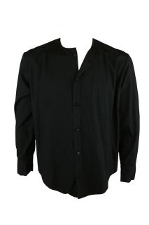 Assembly New York Mens Black Collarless Button Front Dress Shirt $190