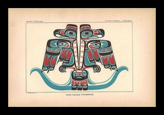 1893 Chromolithogra ph Print American Northwest Coast Indian HAIDA
