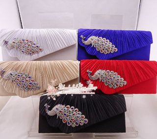 Women Peacock Diamond Fold Clutch Shoulder Bag #605
