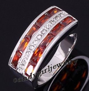 Jewelry Mens Red Garnet 10KT White Gold Filled Ring Size 10 Gift