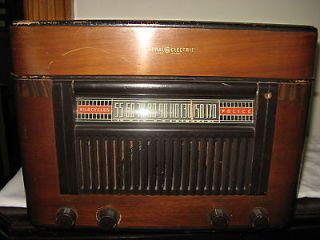 vtg antique phonograph record player radio police kilocycles wood