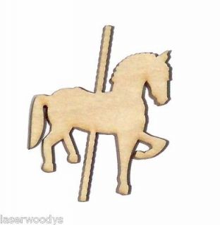 Carousel Fancy Horse Unfinish Flat Wood Shapes Cut Outs CH5222 Variety