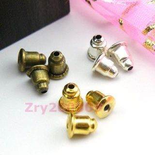150Pcs Ear Post Bullet Plug Back Earring Stopper,Silver ,Golden,Bronze