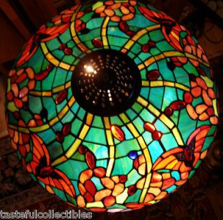 Tiffany Style Stained Glass Lamp Shade Butterfly Floral 18 Wide  New