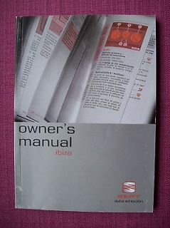 SEAT IBIZA OWNERS MANUAL   OWNERS GUIDE   HANDBOOK INCLUDING 130 TDi