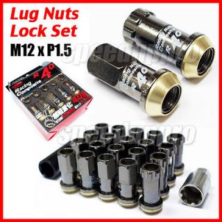 12X1.5 JDM WHEEL LUG NUTS LOCK SET 20 pcs M12xP1.5 R40 Style Black