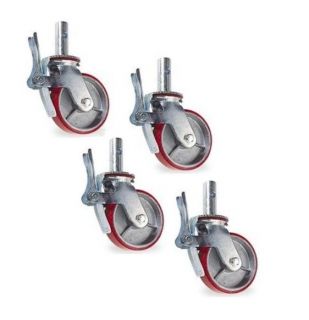 Locking Scaffold Casters with 8 Red Polyurethane on Steel Wheel 800