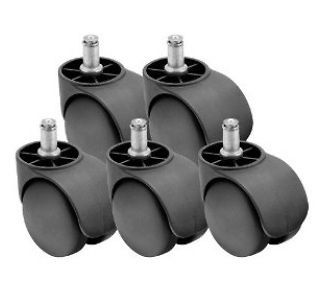 Set of 5 Shepherd Twin Wheel Office Chair Casters with 7/16 Grip Ring