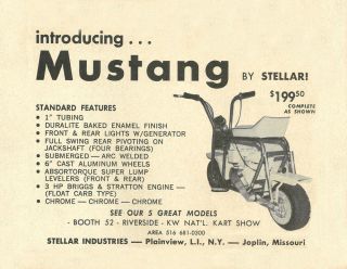 Vintage 1964 Stellar Mustang Mini Bike Ad