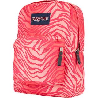 Jansport Zebra Backpack SuperBreak Pink Coral Sparkle Flashback Girls