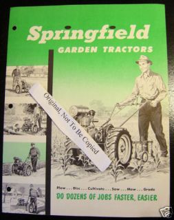 Springfield Garden Tractor Brochure 2001H 2002H 2003H Original 11 1/2