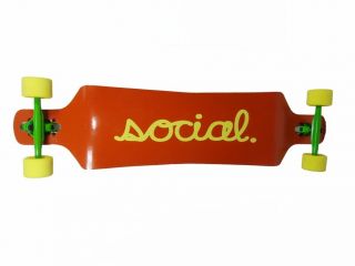 Social Longboard Skateboard H1 Drop Orange w/ Orangatang Wheels