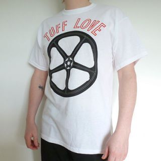 TUFF LOVE T Shirt White (Old School BMX mag Wheel)