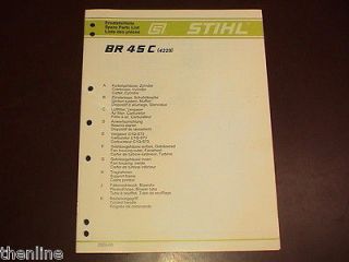 STIHL Leaf Blower Spare Parts List Manual Book BR45C BR 45 C BR 45C