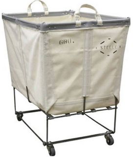Laundry Cart   White Canvas Basket Truck on Wheels