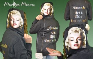 Marilyn Monroe Clothing   Vibrant Swarovski Diamonds Hoodie Sweatshirt