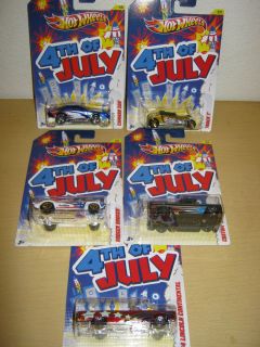 Hot Wheels 2012 Entire Set of 5 4th of July Cars Brand New Mint