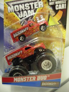 2011 Hot Wheels Monster Jam Monster Duo Backdraft w Matching Hot