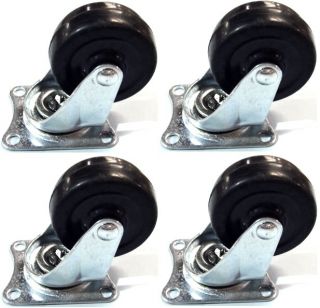 pack   2 Swivel Caster Wheels Rubber Base with Top Plate & Bearing