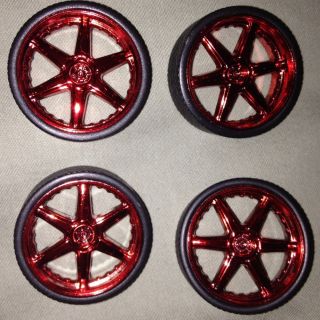 Jada 1 24 Scale Wheels Rims Tires Chrome Red Stock Factory Import