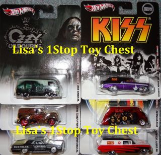 TOUR RIDES HOTWHEELS 2012 Nostalgia 6 Cars Set New AC DC KISS Ozzy