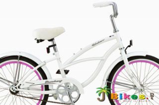 20 Girls Kids Beach Cruiser Bicyle White with Pink Rims Bike